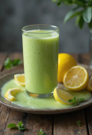 Batido de limón y menta recién servido