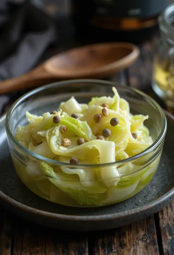 Col rizada encurtida en tarro de cristal