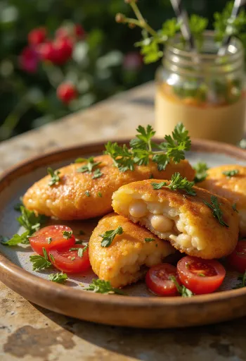 Plato de acarajé brasileño servido con relleno abundante