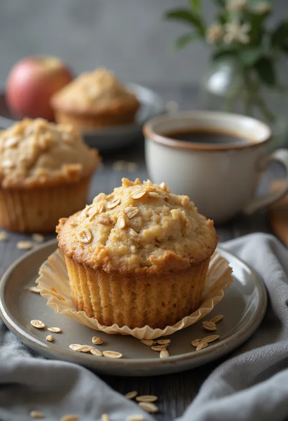 Muffins de manzana y avena servidos en un plato