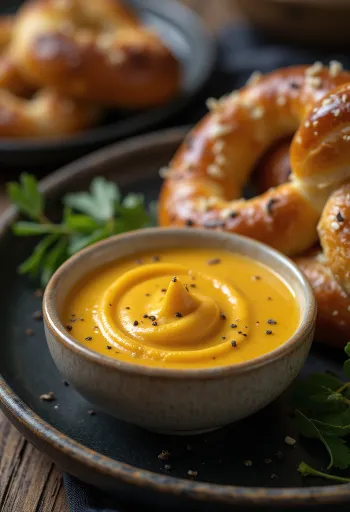 Salsa de mostaza al pimentón ahumado servida