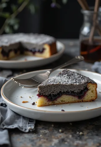 Tarta de semillas de amapola clásica servida