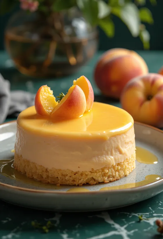 Tarta mousse de melocotón con frutas