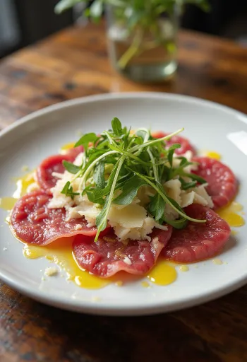 Carpaccio de solomillo con rúcula y parmesano
