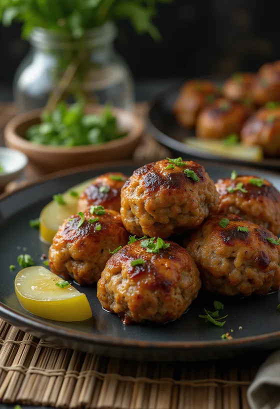 Frikadeller servido con patatas al vapor y ensalada de col