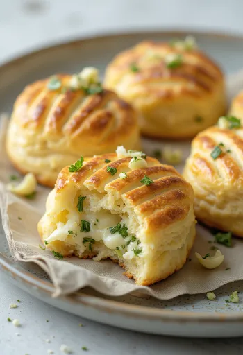 Bollitos de requesón de oveja y ajo de oso servidos