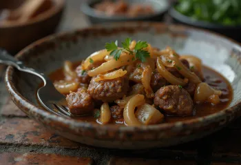 Kalops con cebolla, rico estofado de carne