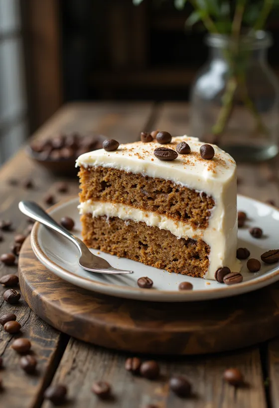Tarta de mascarpone y café servida