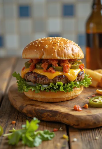 Hamburguesa chipotle picante servida