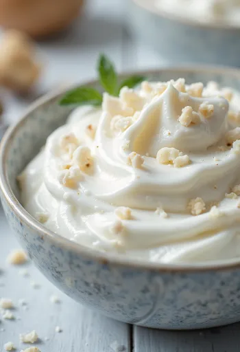 Salsa de yogur y menta a la crema servida