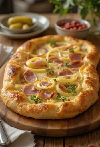 Calzone de Puerros y Jamón recién horneado