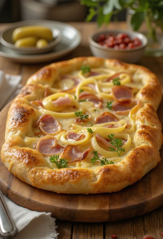 Calzone de Puerros y Jamón recién horneado