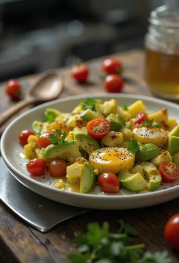 Ensalada tibia de berenjena y aguacate