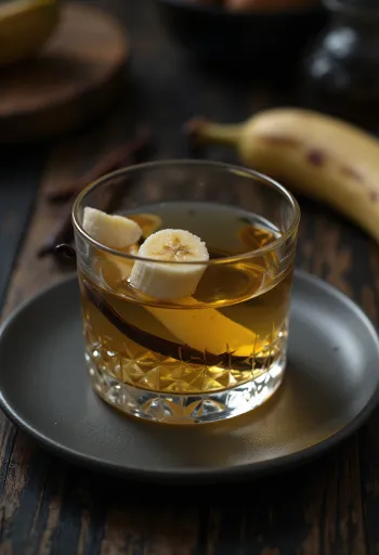 Licor de plátano servido en botella