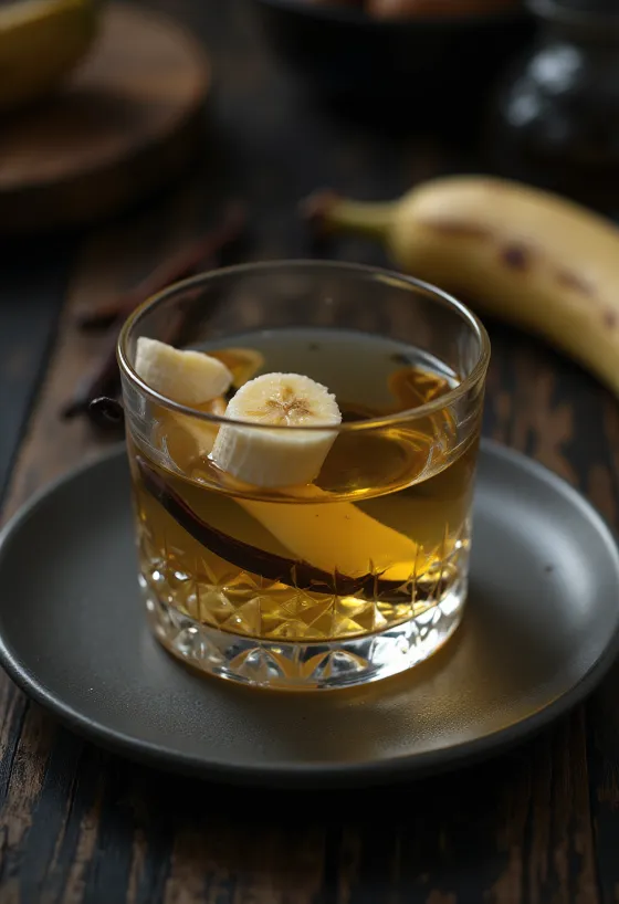Licor de plátano servido en botella
