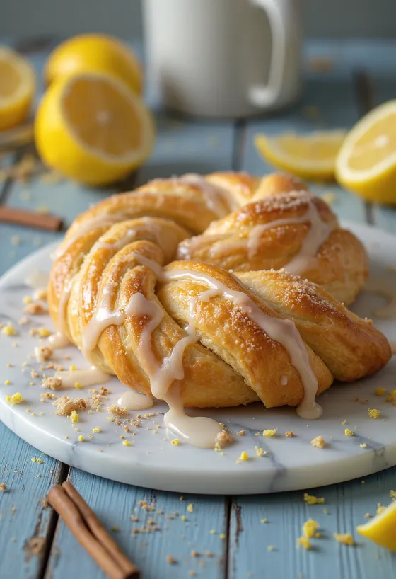 Kanelstang con glaseado de limón, bollería fresca con sabor a canela