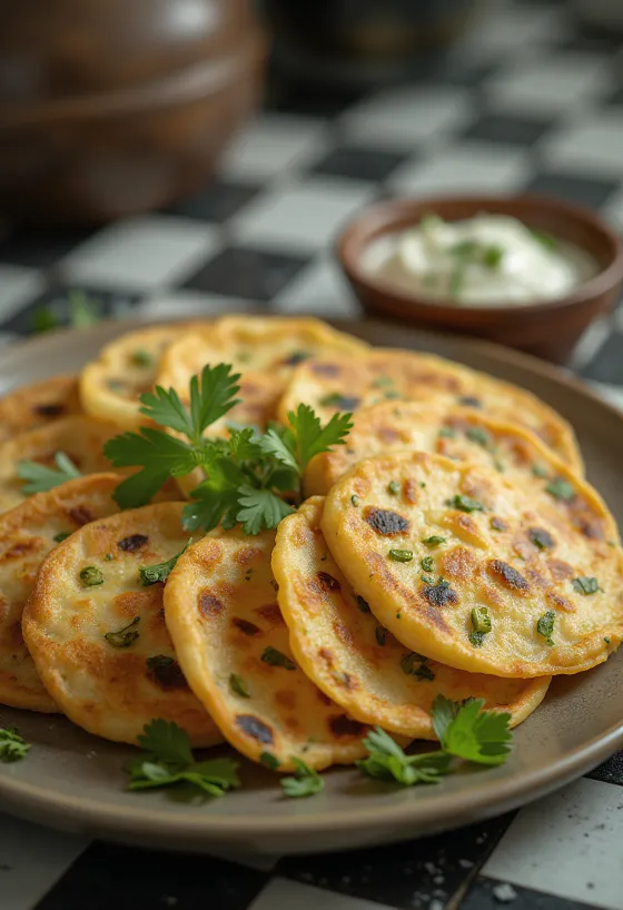 Chilla de harina de castaña de agua (Singhara), servida con cilantro fresco
