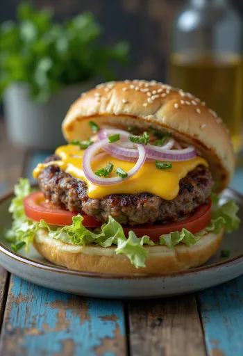 Hamburguesa de wasabi servida