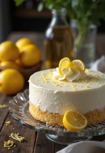Tarta mousse de limón decorada