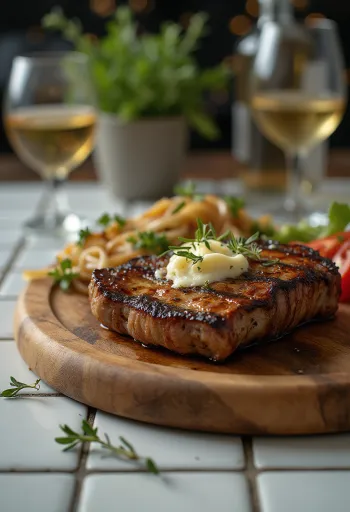 Filete de canguro a la parrilla servido con verduras asadas