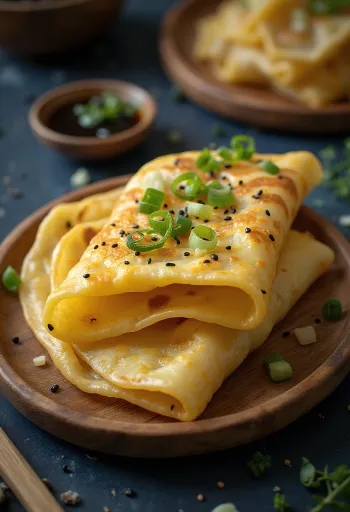 Crepe chino Jianbing servido