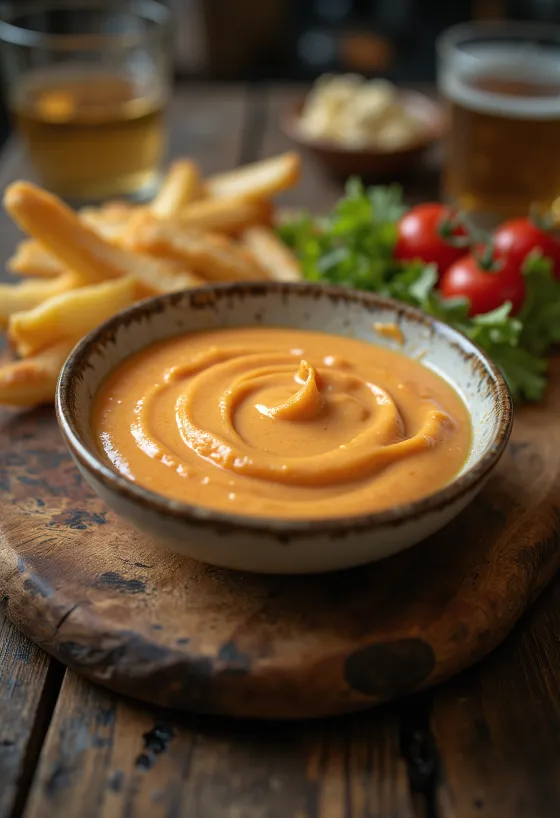 Mayonesa de chipotle servida con patatas fritas
