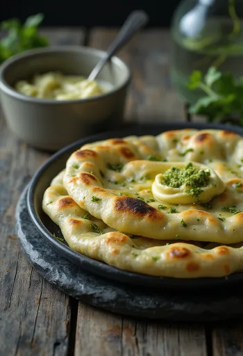 Pan naan de wasabi recién hecho