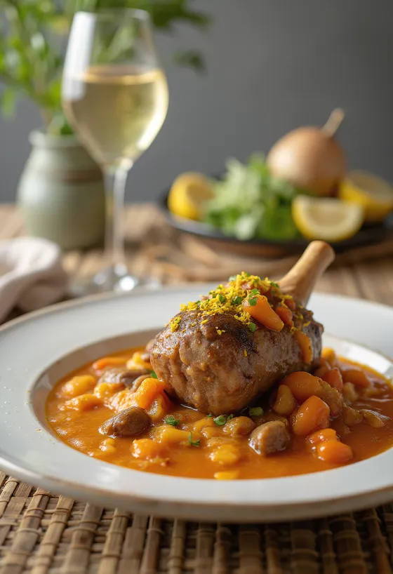 Ossobuco alla milanese con hueso y gremolata en salsa