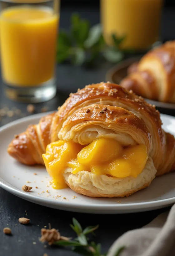 Croissant de mango y especias chai recién horneado