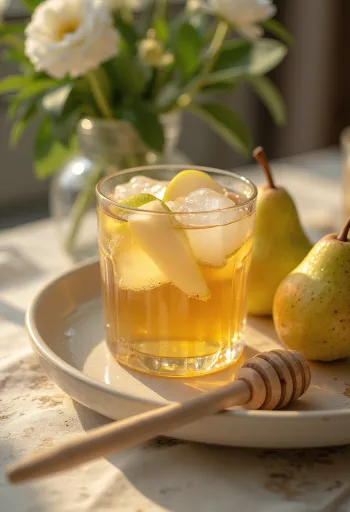 Sidra irlandesa de pera servida fresca