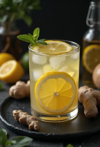 Limonada de jengibre y miel servida fresca