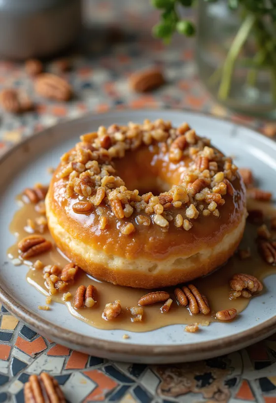 Donut de praliné recién servido