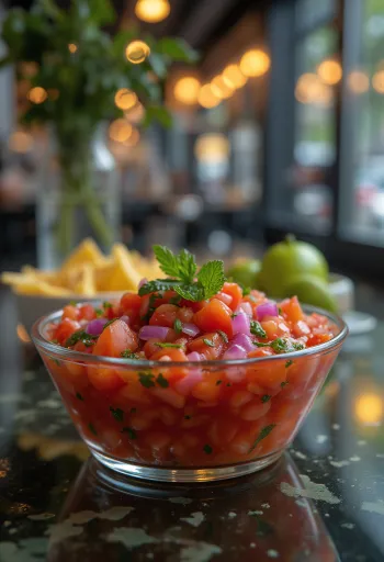 Salsa de tomate y cilantro servida