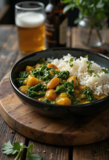 Avial con espinacas servido fresco