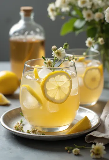 Sidra con flor de saúco servida fresca