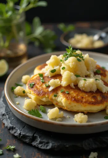 Crepes de coliflor recién horneados