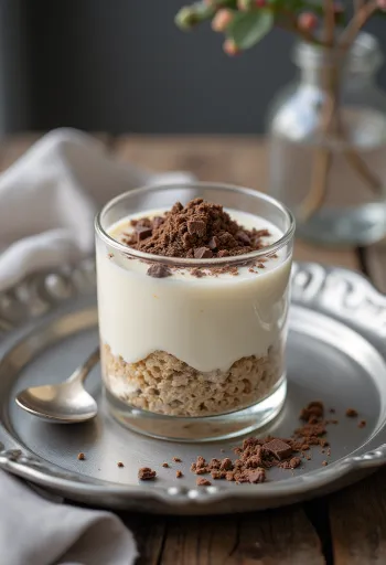 Panna cotta con galleta de avena en vaso