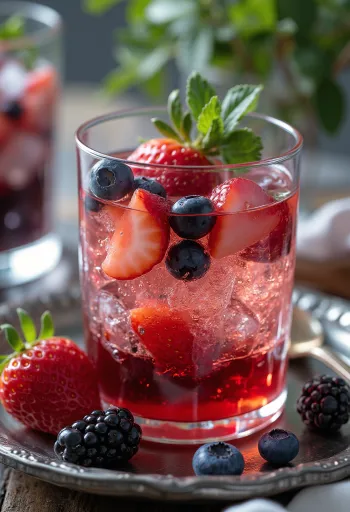 Sidra con frutos rojos servida fresca