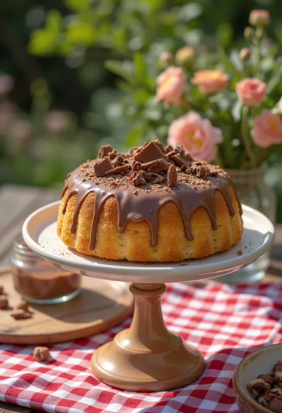 Tarta de crema de avellanas servida