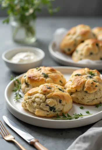 Scones a las finas hierbas servidos