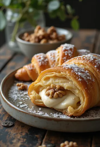 Croissant de crema de nueces servido
