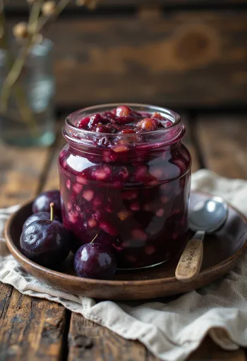 Chutney agridulce de ciruela con canela servido