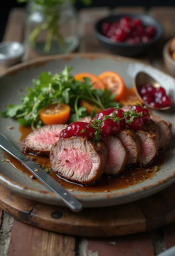 Carne de avestruz a la parrilla servida con ensalada fresca