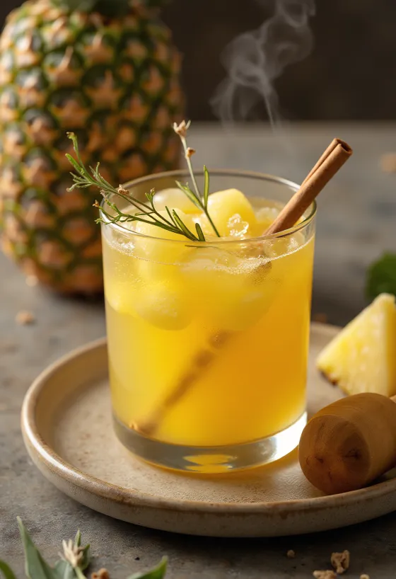 Sidra de piña servida en vaso