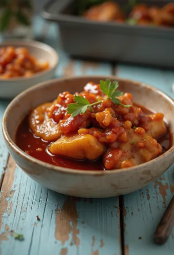 Glaseado de barbacoa con miel servido