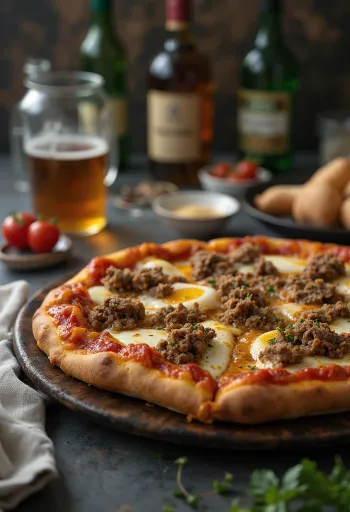 Pizza estilo mongol servida con cordero y especias