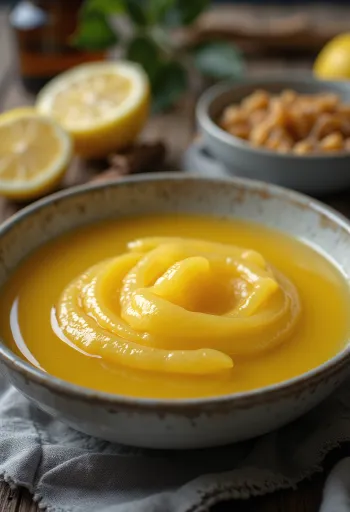 Salsa de limón y miel servida