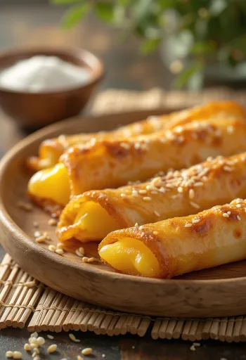 Turon con queso, rollitos de masa filo crujiente rellenos de queso