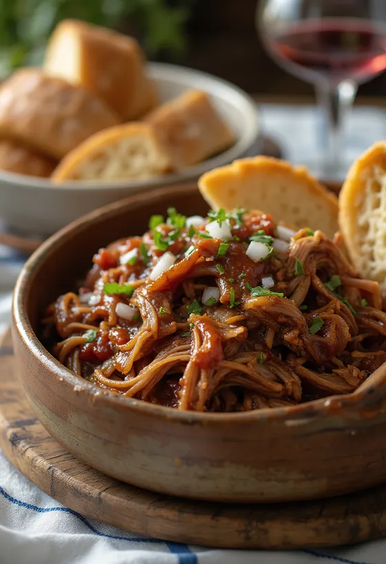 Pulled pork BBQ servido en panecillo fresco y con chucrut