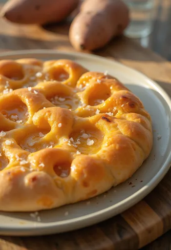 Focaccia de boniato servida